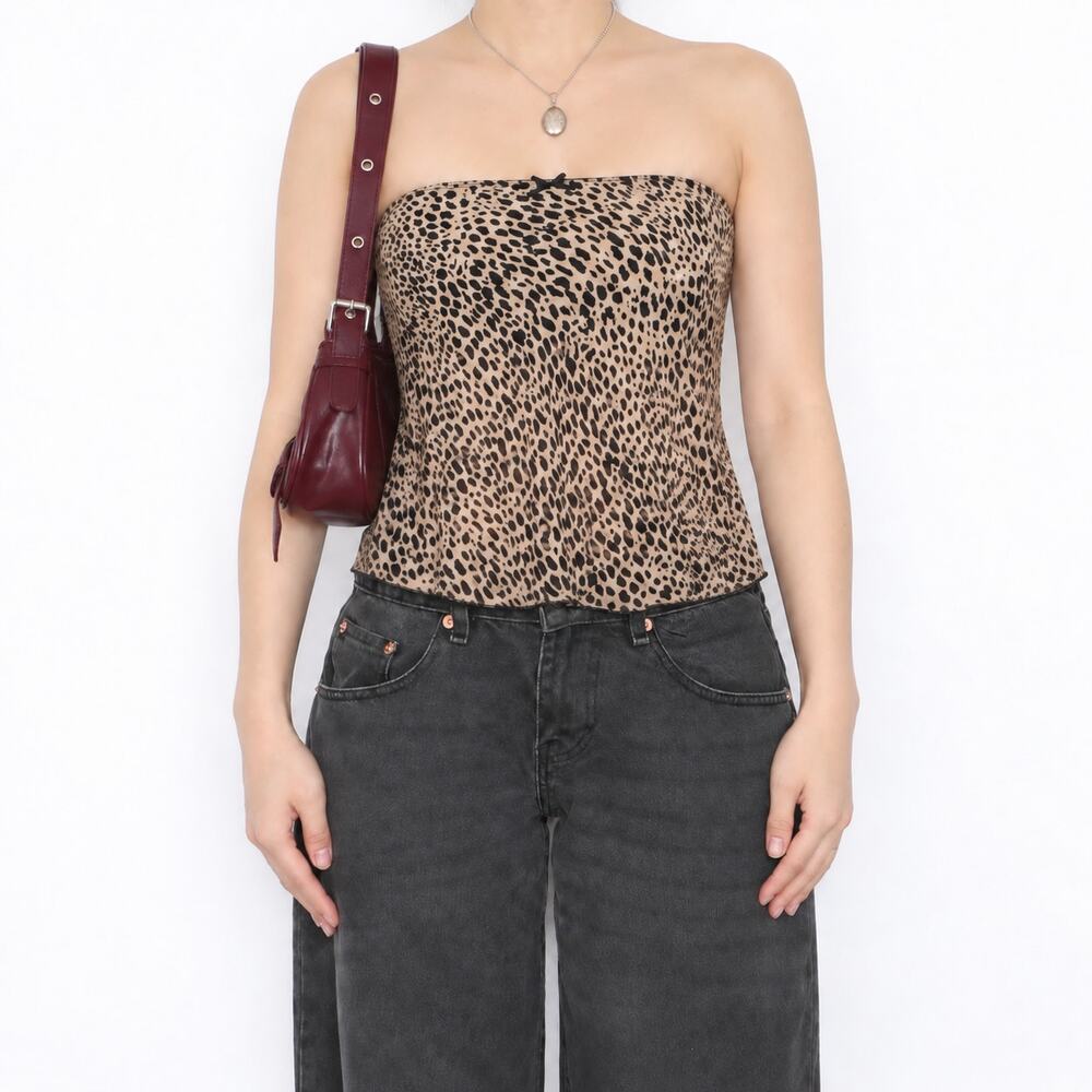 Brandy Melville Leopard Print Strapless Top - Y2K